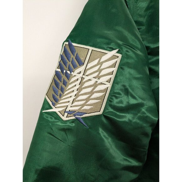 Attack on Titan Varsity Bomber Jacket Unisex Size S Scout Regiment Snap On Anime - Picture 7 of 13